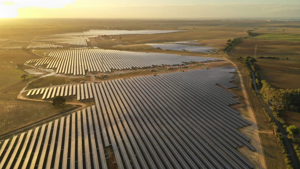 Vista aérea de un parque fotovoltaico